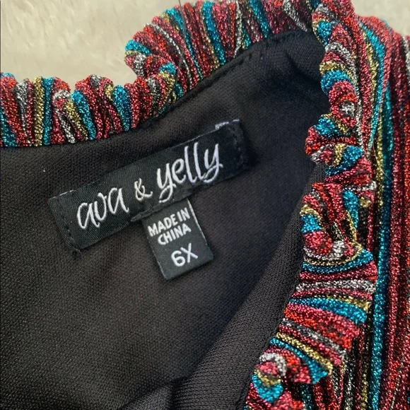 Ava & Yelly 6X Glitter Metallic Striped Dress EUC Red Silver Gold Blue - Picture 11 of 15